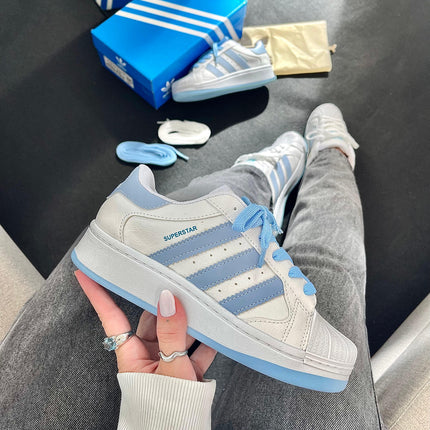 Tênis Ad Superstar Plataforma Branco Azul BB
