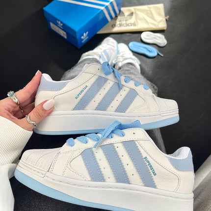 Tênis Ad Superstar Plataforma Branco Azul BB