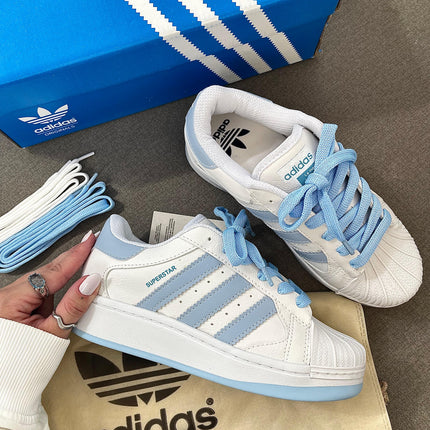 Tênis Ad Superstar Plataforma Branco Azul BB