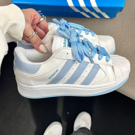 Tênis Ad Superstar Plataforma Branco Azul BB